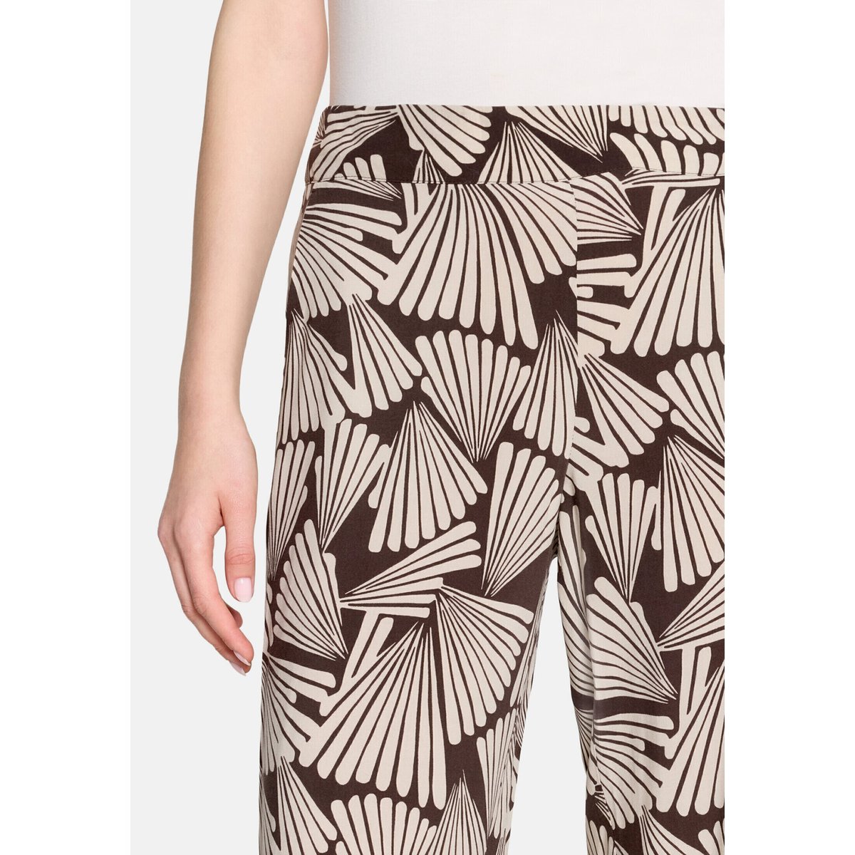 Pantalon Marlene à taille élastique marron/beige, BETTY BARCLAY