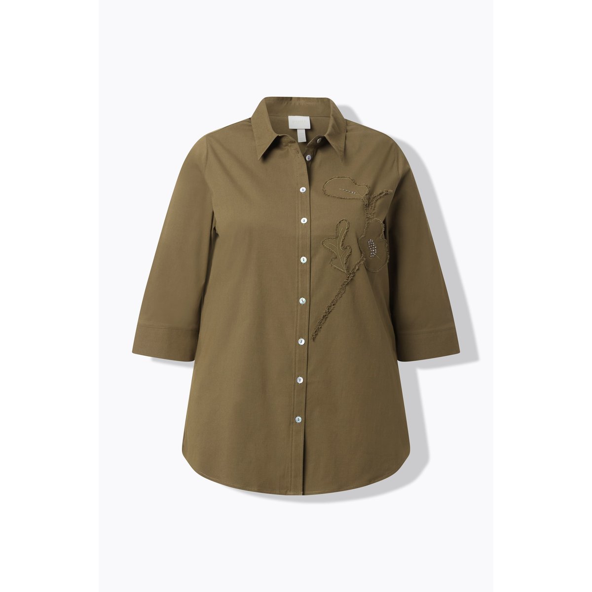 Chemisier en coton bio, fleurs olive, ULLA POPKEN