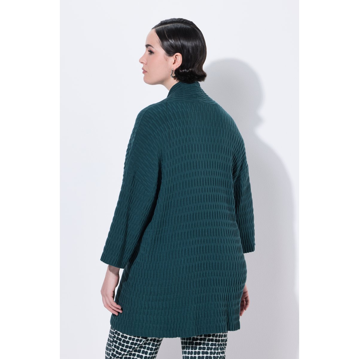 Cardigan oversize en maille texturée vert sapin, ULLA POPKEN