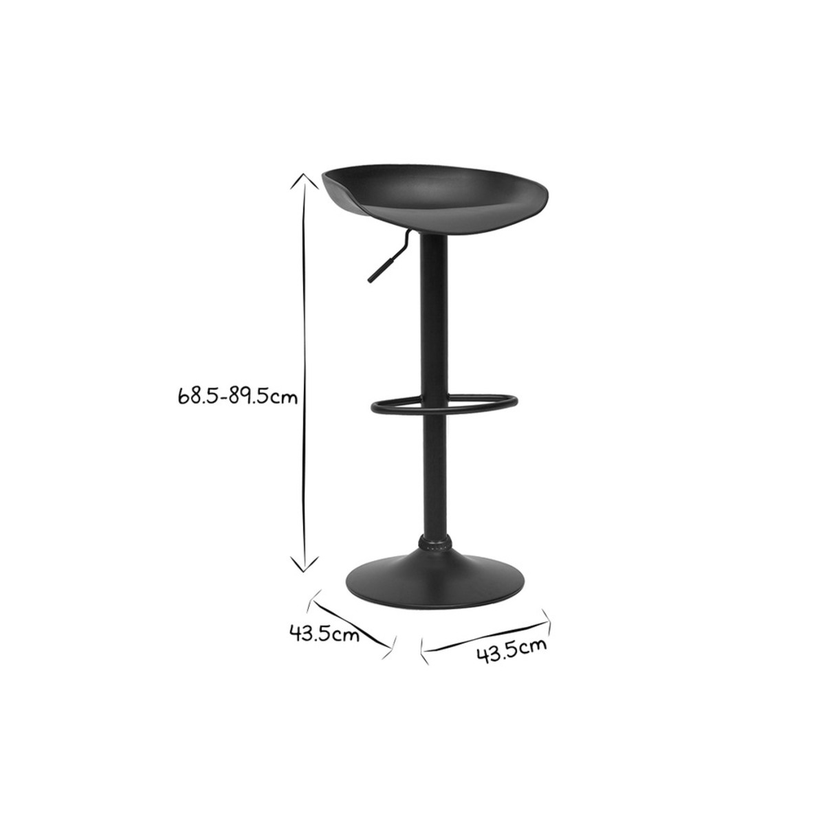 Tabourets de bar réglables design noirs H65 cm (lot de 2) PEBBLE noir, MILIBOO