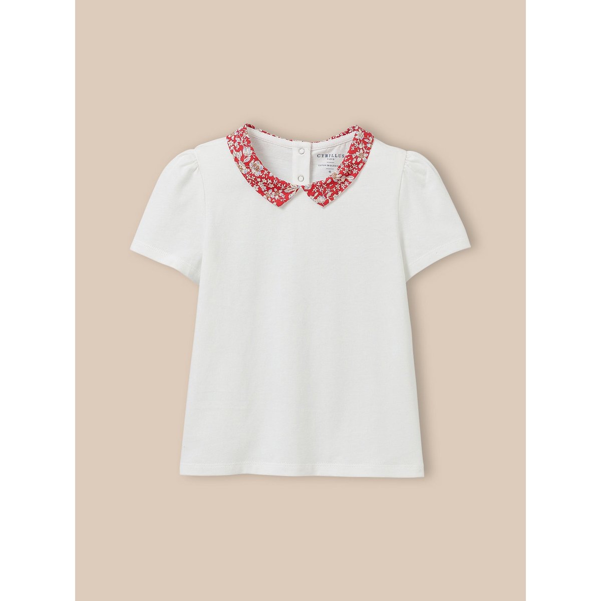 T-shirt col en tissu Liberty - coton biologique liberty lizzy, CYRILLUS