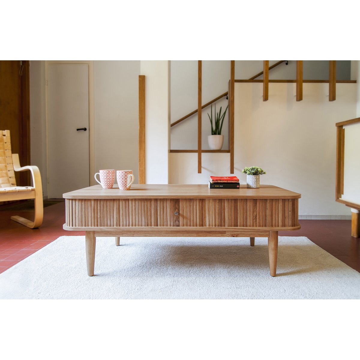 Table basse à rideaux en chêne RITZ bois clair, PRODUIT INTERIEUR BRUT