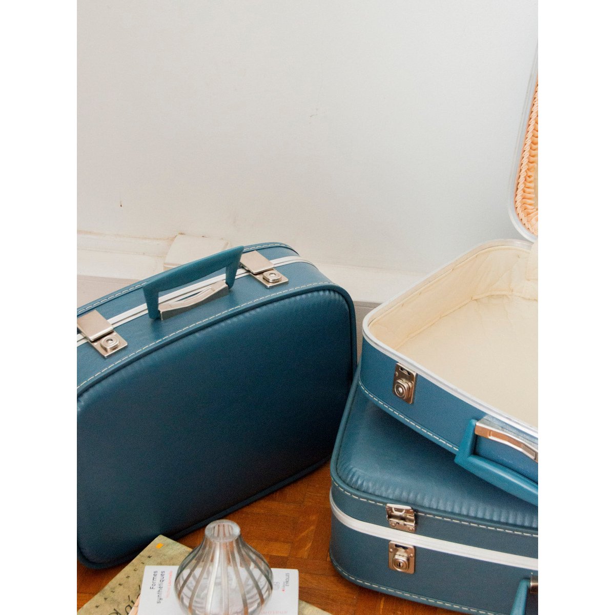 Lot de 3 valises vintage Lucienne N°261 - Bon état bleu, DEBONGOUT