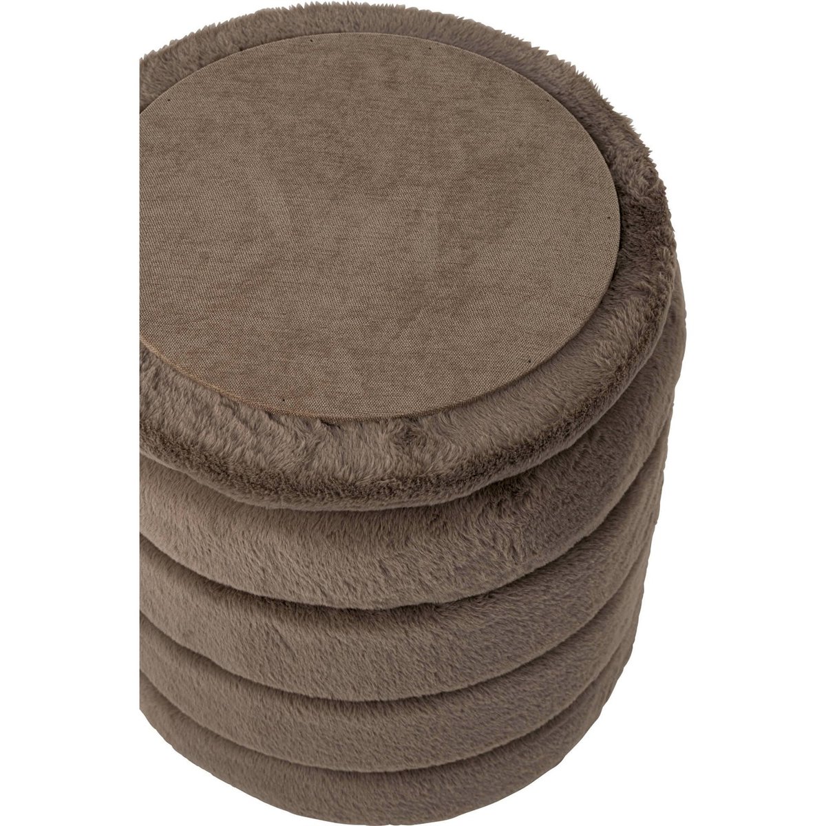 Pouf coffre de rangement en tissu taupe, RECOLLECTION