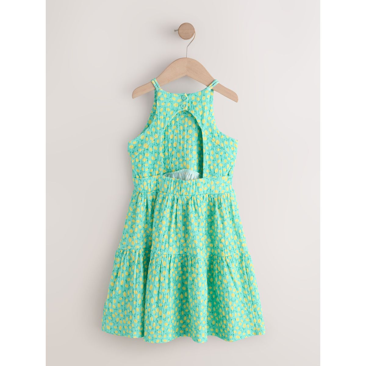 Robe d'été froissée à lanières imprimé citron turquoise, NEXT
