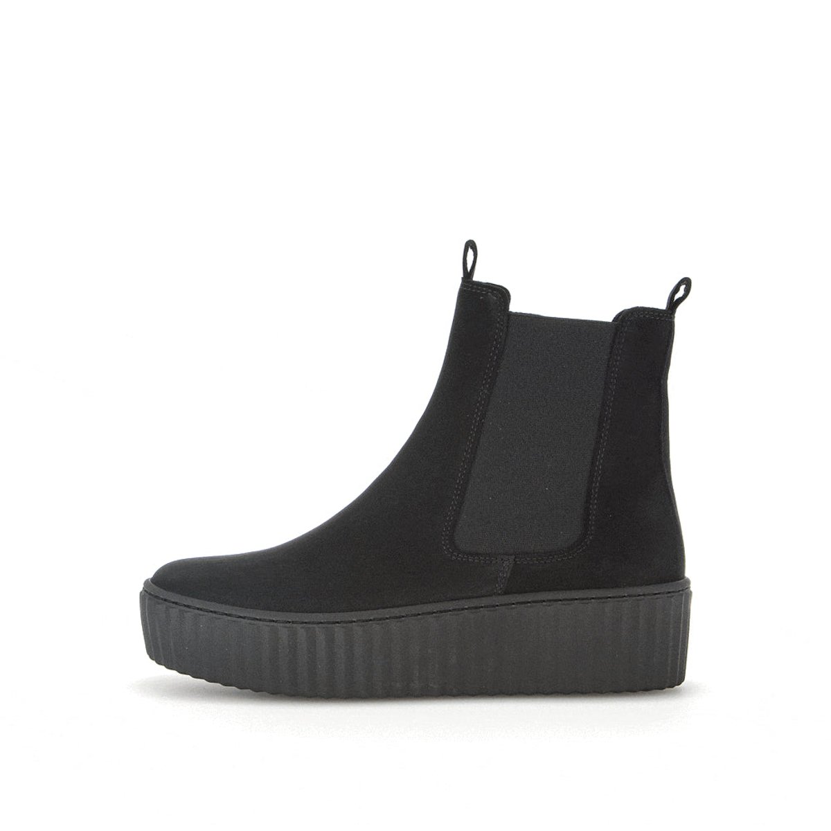 Bottines en cuir lisse à talon compensé noir, GABOR