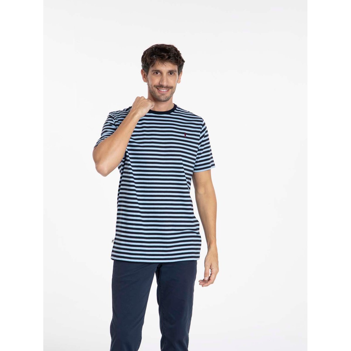 T-Shirt manches courtes coton TAIPEI marine/bleu ciel, GENTLEMAN FARMER