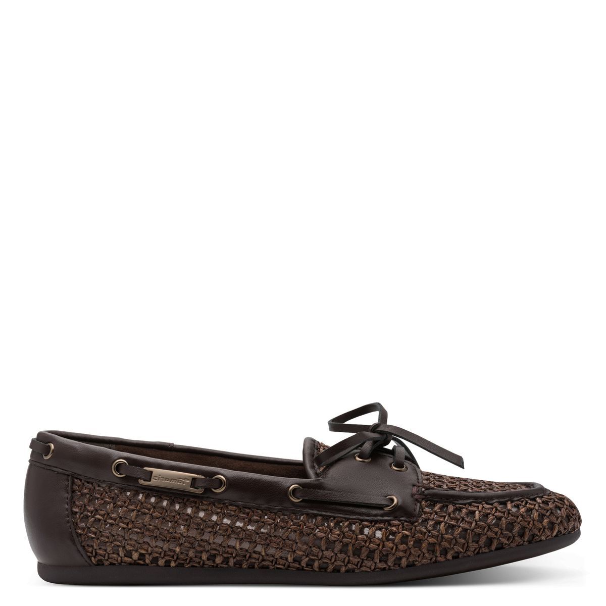 Mocassin à lacets marron taupe métallique combiné, TAMARIS