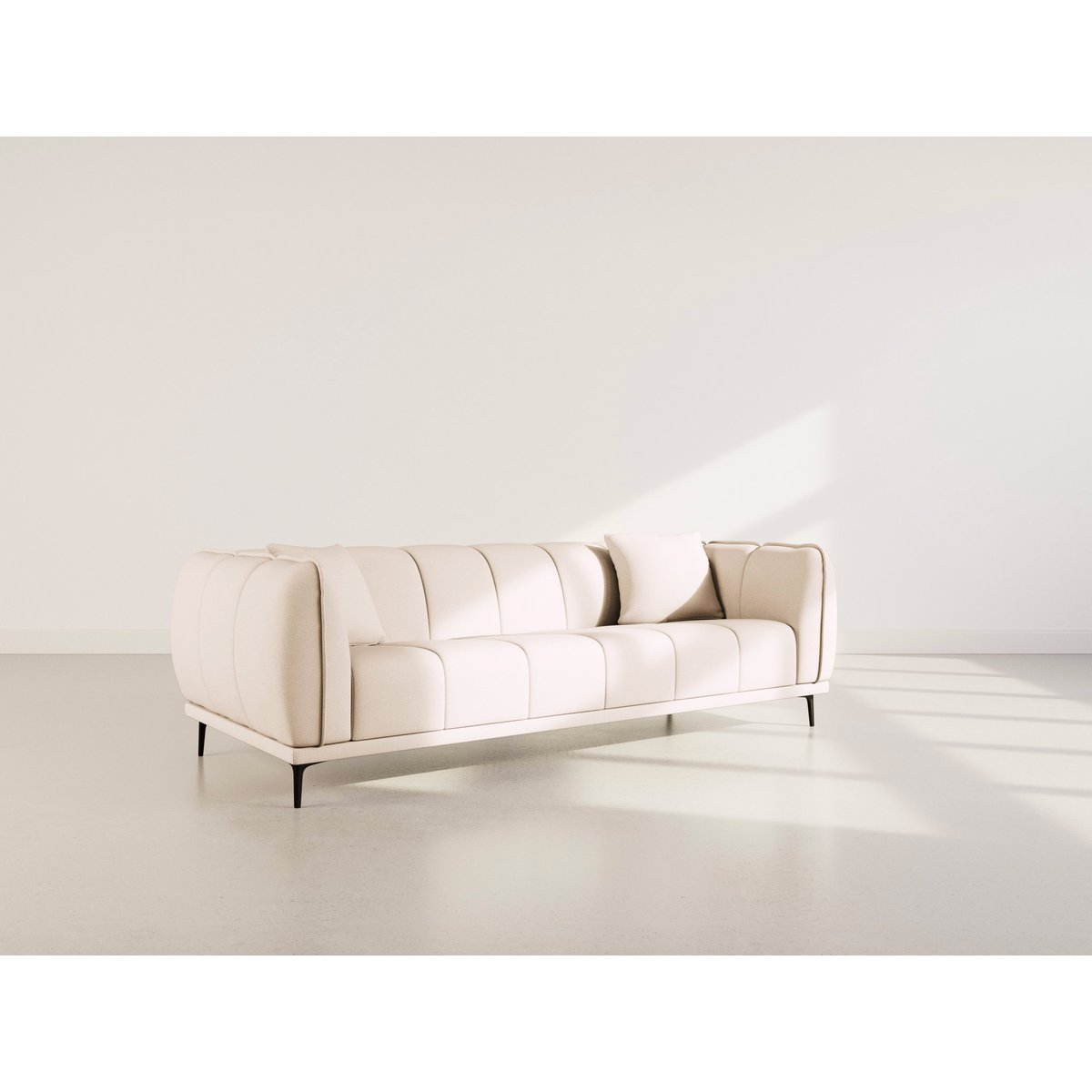 Canapé droit en velours texturé, ARSENE beige, LISA DESIGN