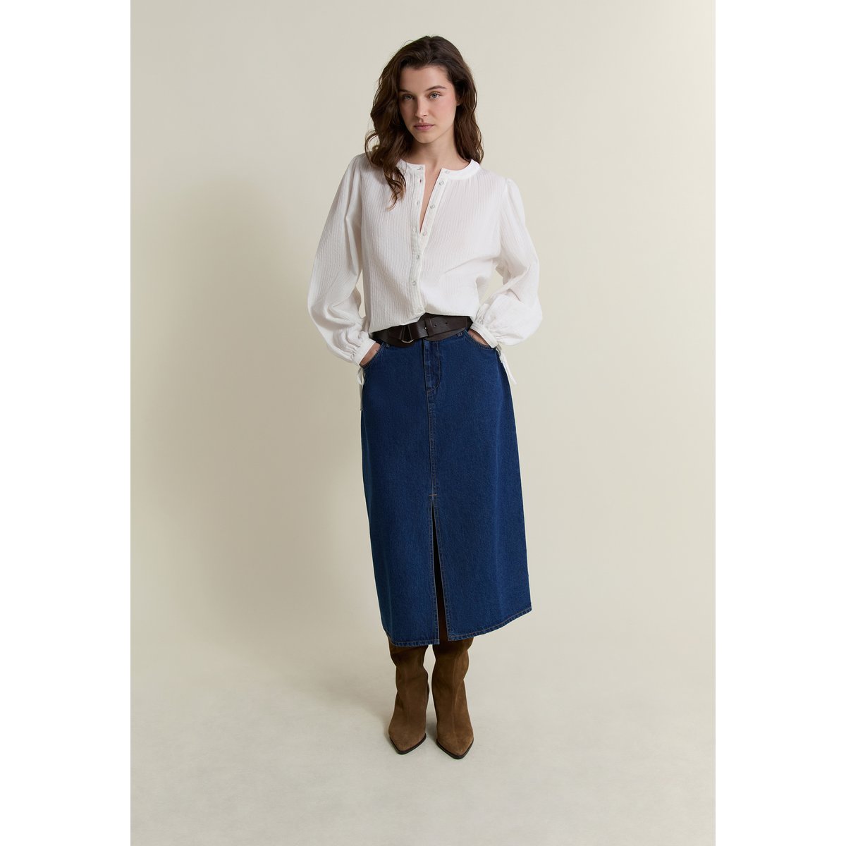 Chemise texturée en coton CRISTOBAL ecru, ETAM