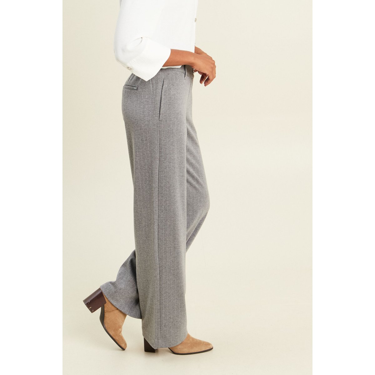 Pantalon loose taille basculée gris, BREAL