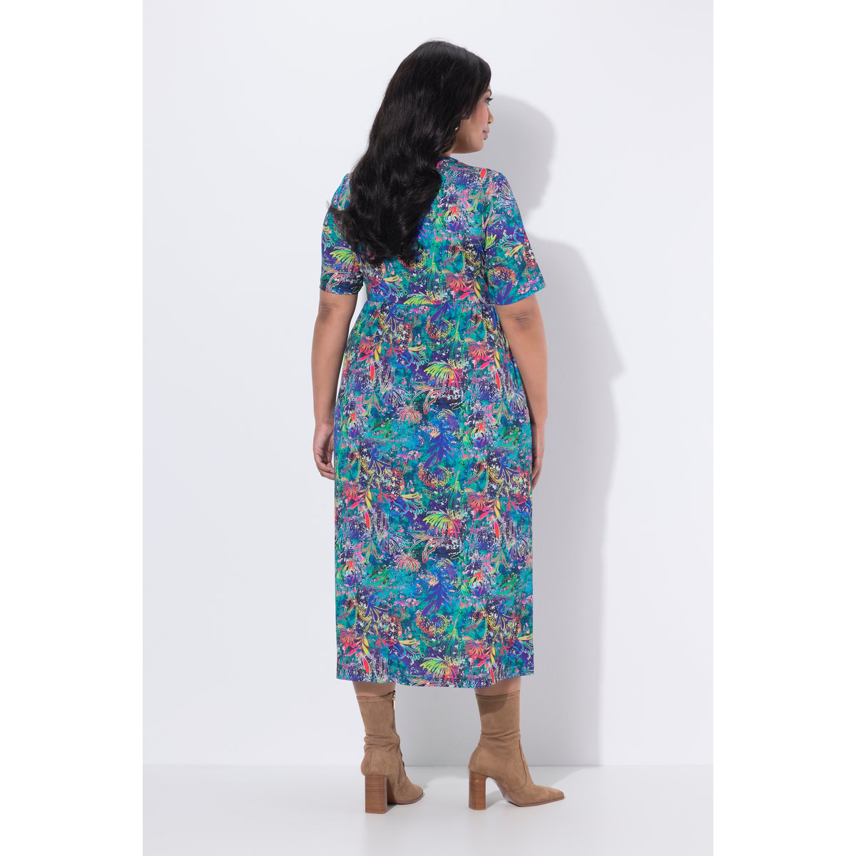 Robe maxi coupe évasée, poches bleu azur, ULLA POPKEN