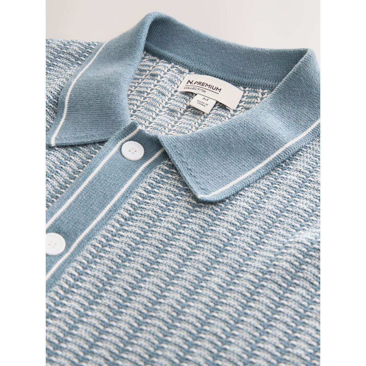 Chemise en maille rayée lin mélangé bleu, NEXT