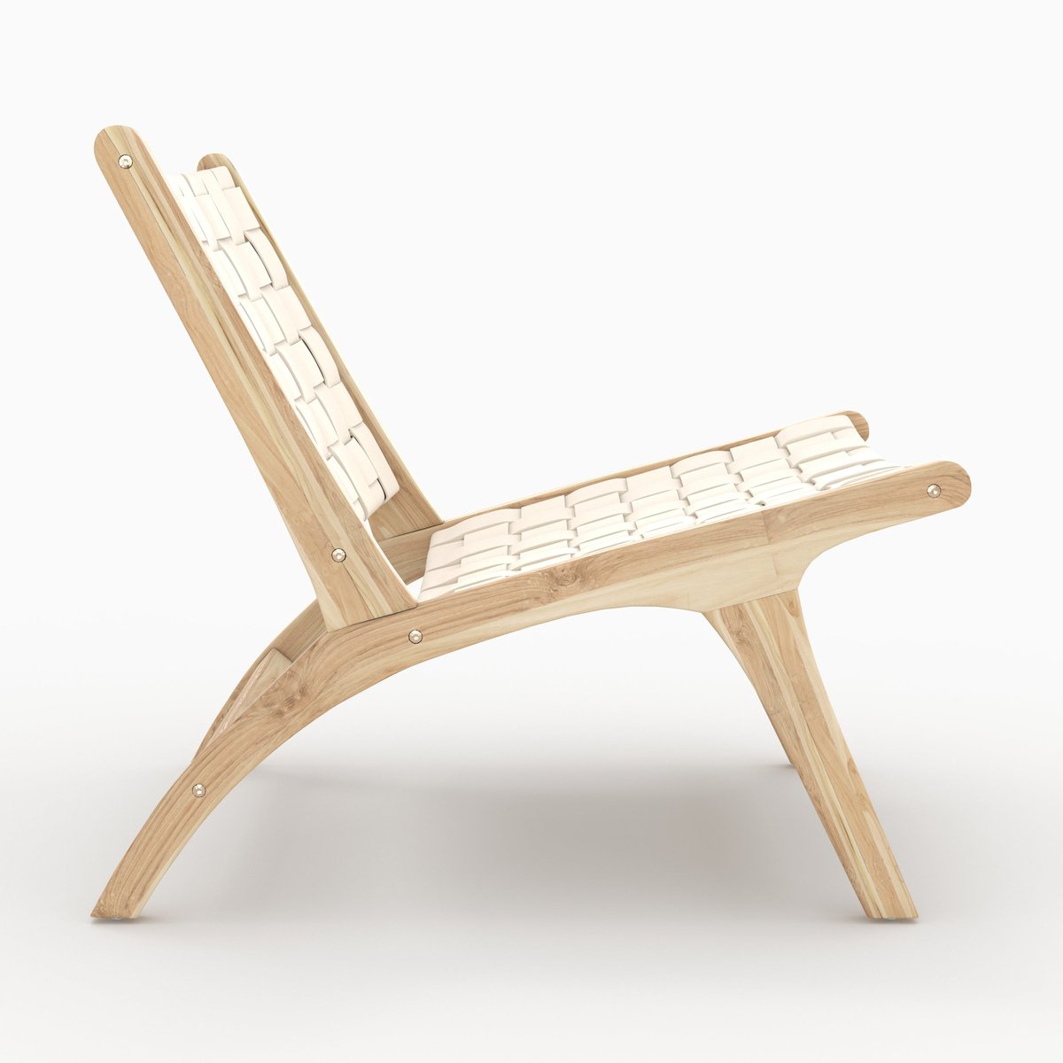 Fauteuil en teck et cuir - KUNA blanc, MAISON PAVANE