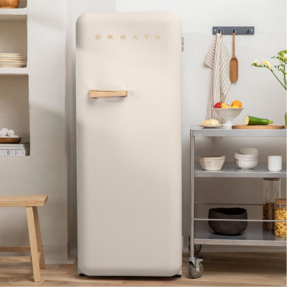 Réfrigérateur rétro FRIDGE RETRO 281L blanc cassé/or, CREATE