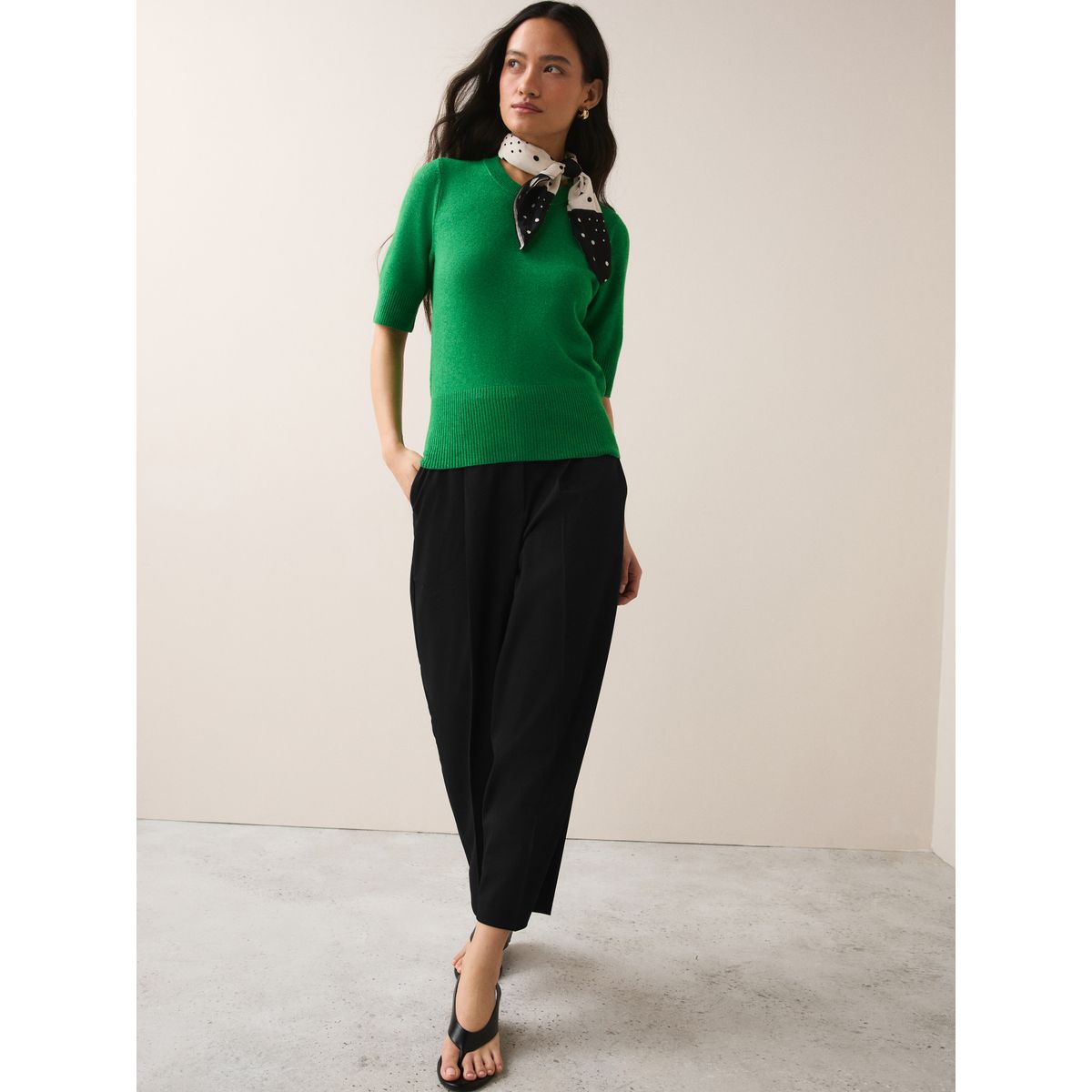 Pantalon large ajusté noir, NEXT