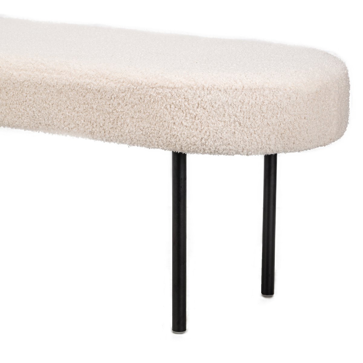 Banc, métal et bouclette, OSLO blanc cassé, NORDLYS