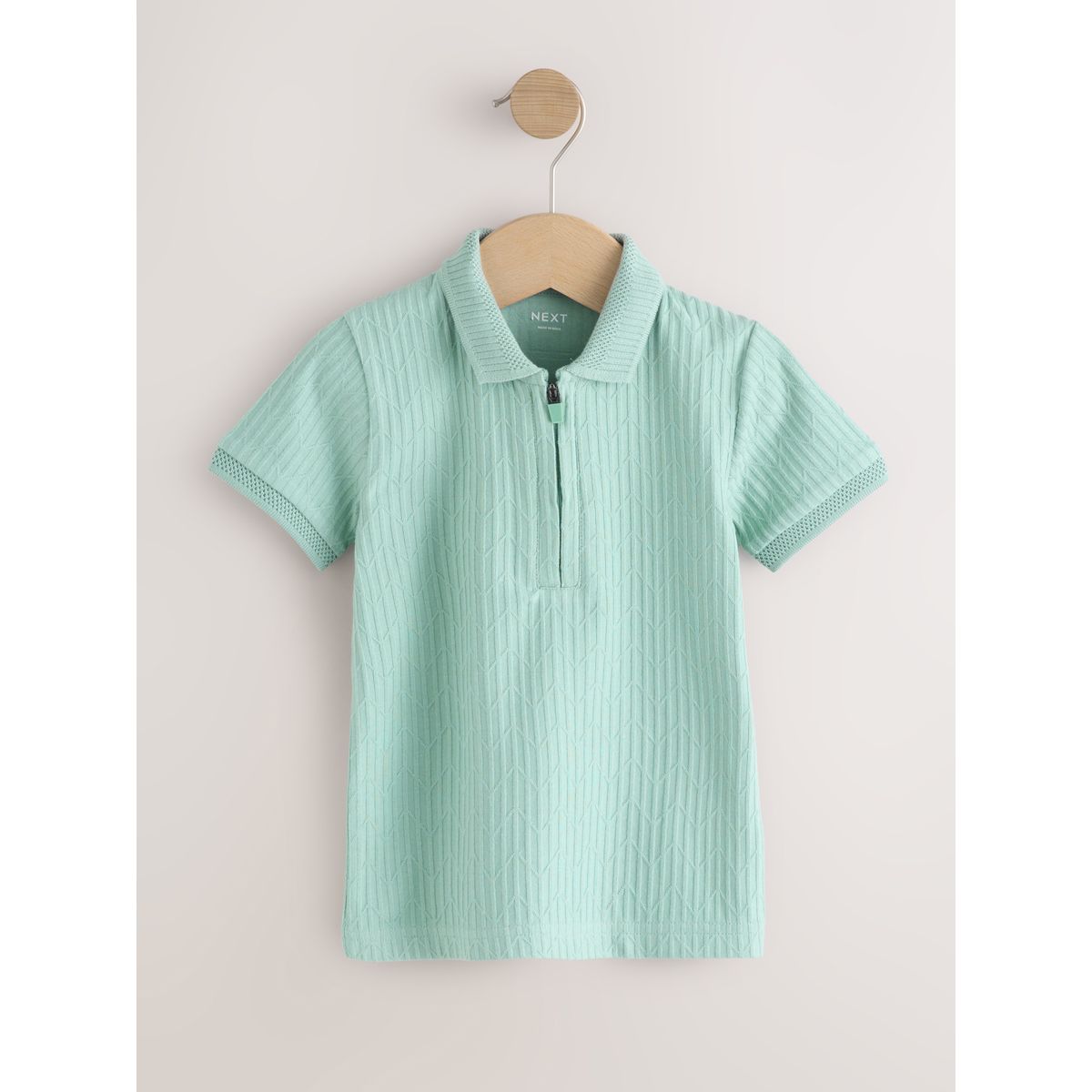 Polo texturé à manches courtes bleu aqua, NEXT