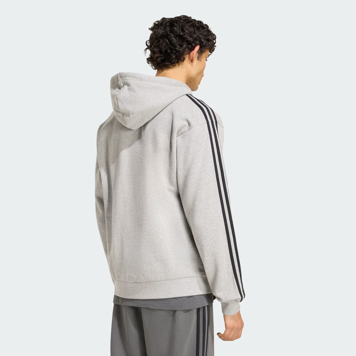 Sweat-Shirt À Capuche Zip Intégral French Terry 3 Bandes Essentials Sweat-Shirt À Capuche Zip Intégral French Terry 3 Bandes Essentials medium grey heather / white, ADIDAS SPORTSWEAR
