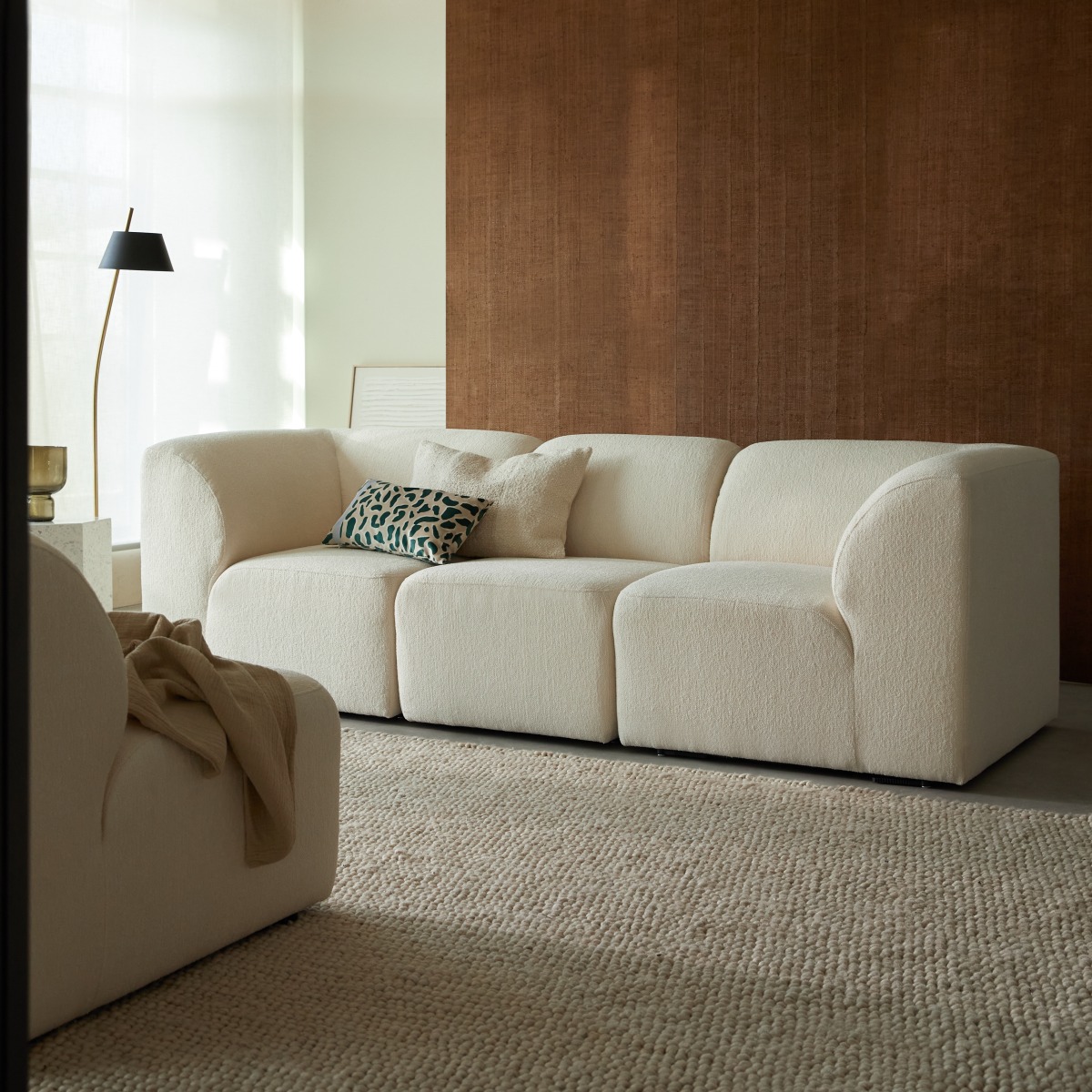 Canapé droit en Tissu, VÉNUS beige, TIKAMOON