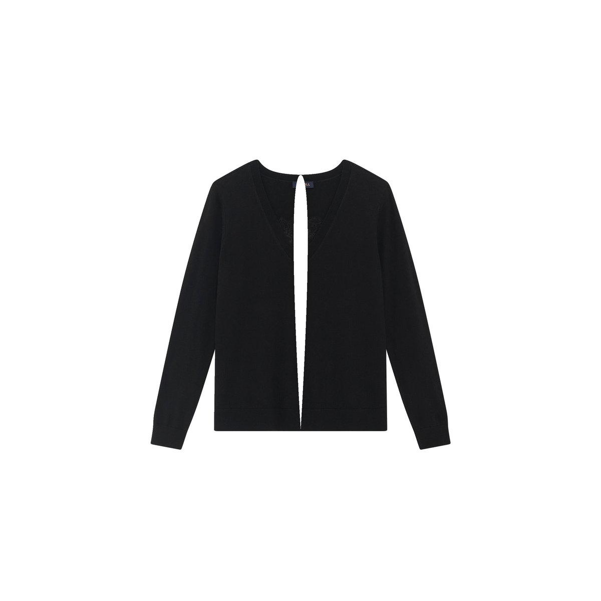 Pull droit col v MCLAUDINE noir, CAROLL