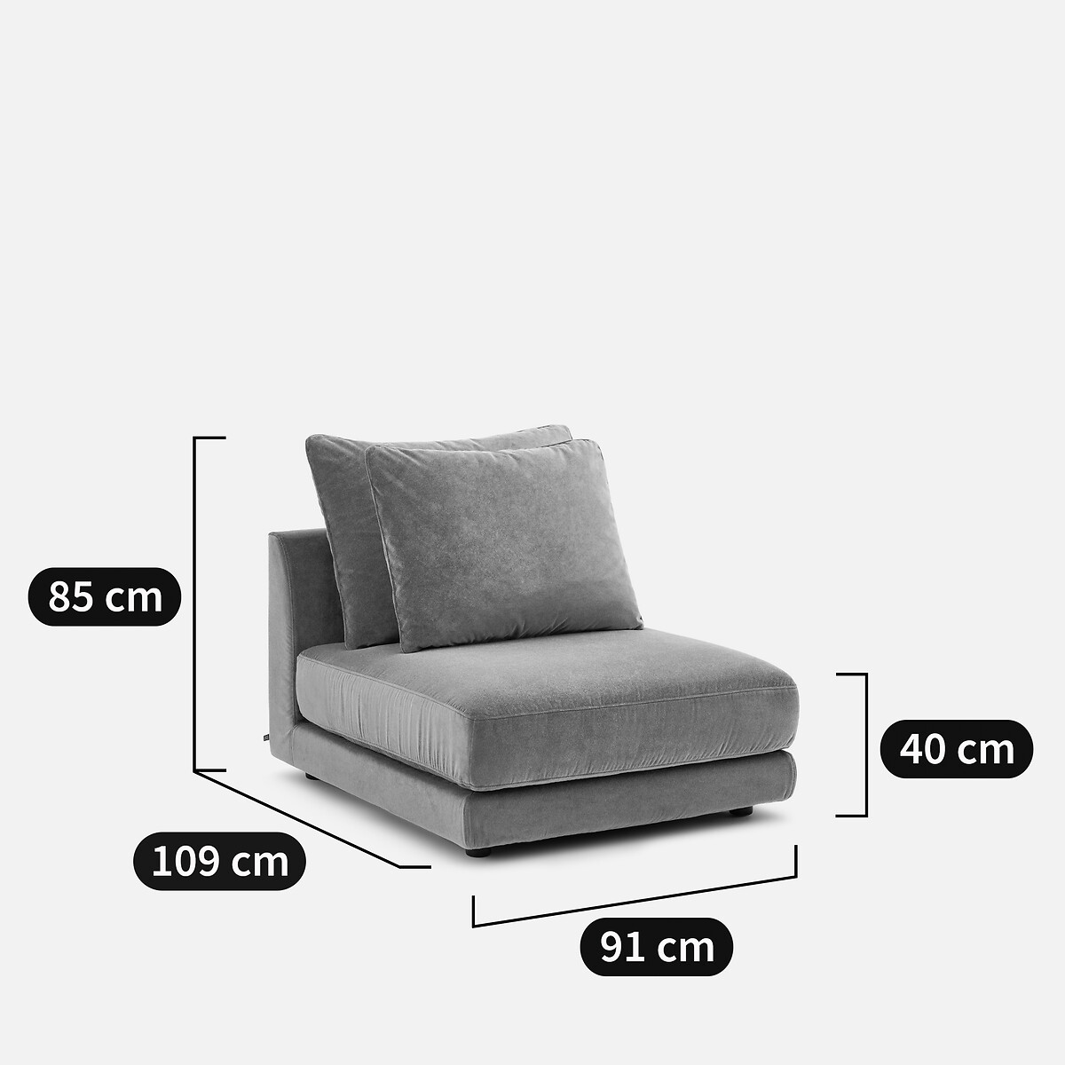 Butaca modular de terciopelo de lino, TIBERIO caramelo, AM.PM