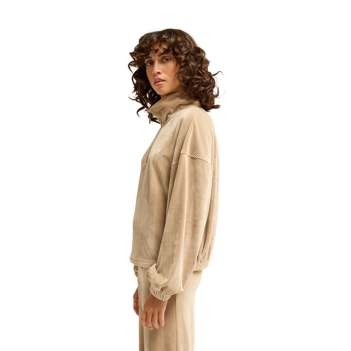 Haut en maille côtelée demi-zip COFFEE TIME beige cobblestone, BILLABONG