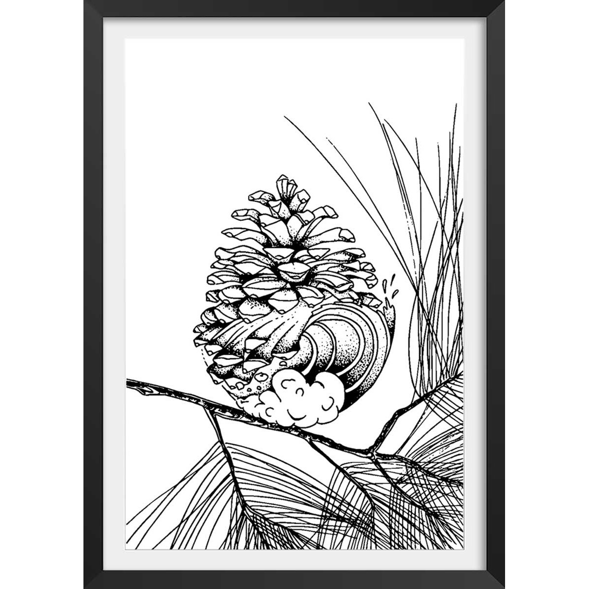 Poster pigne des landes affiche + cadre en bois - noir, HEXOA