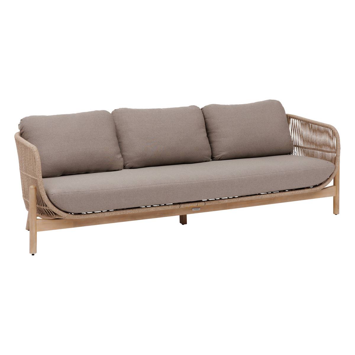 Canapé de jardin 3 places en acacia et corde tressée DEONA beige, HESPERIDE