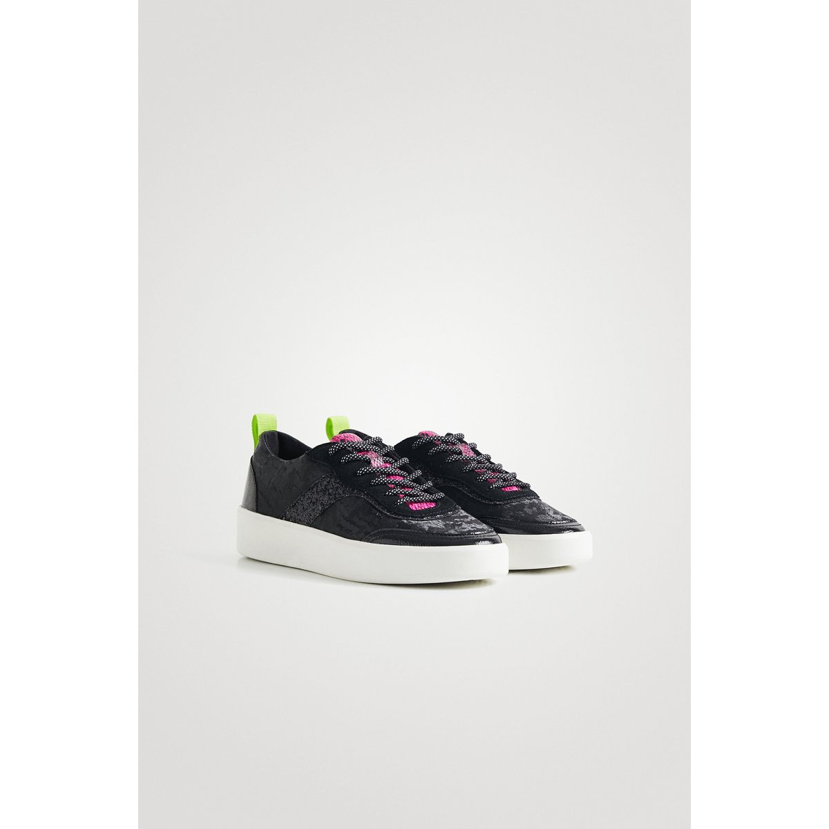 Sneakers Cuir Synthétique Camouflage Glitter noir, DESIGUAL