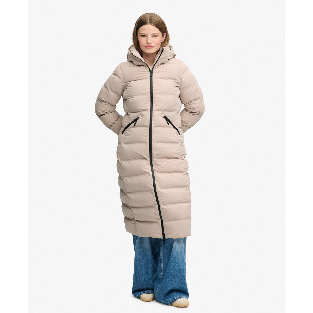 Veste Longue Microfibre City beige champignon, SUPERDRY