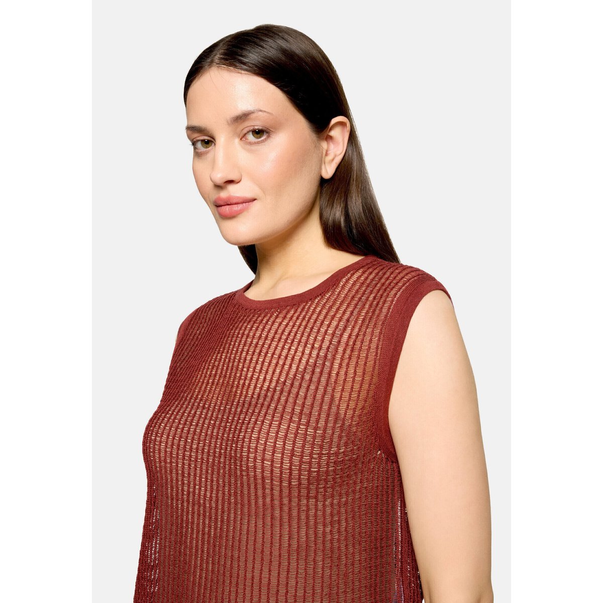 Top en maille à encolure ronde rust brown, CARTOON