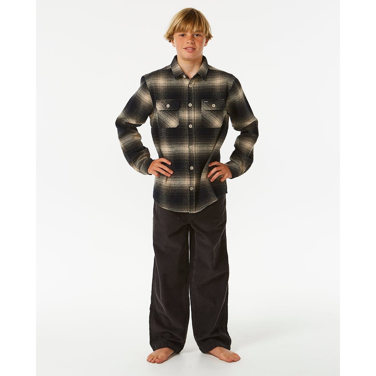 Chemise manches longues en flanelle COUNT taupe, RIP CURL