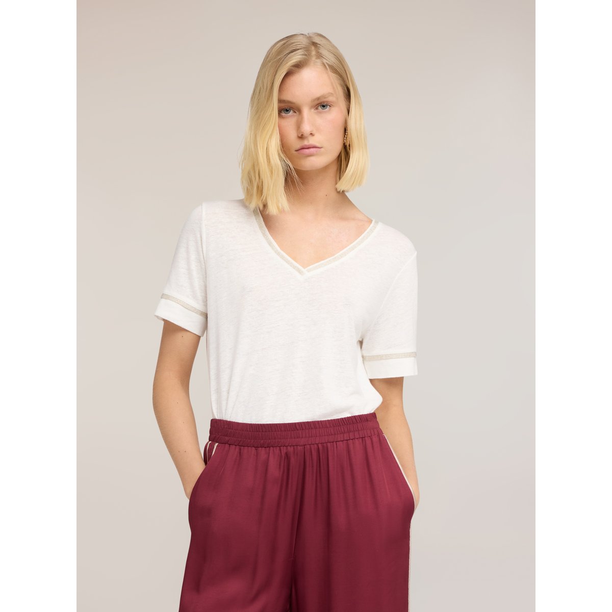 T-shirt avec détails dorés blanc, MOTIVI