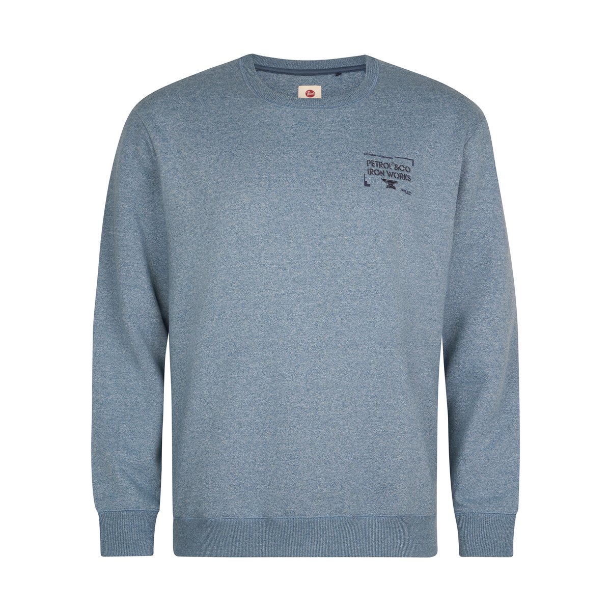 Sweat col rond chiné grande taille stoneford bleu storm blue, PETROL INDUSTRIES