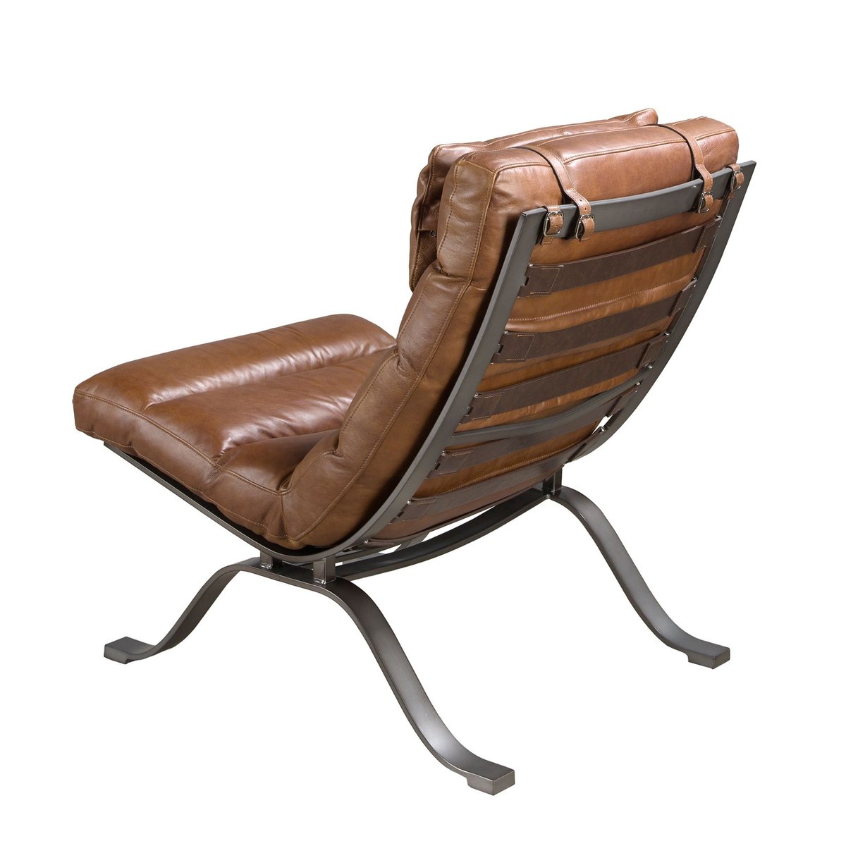 Fauteuil en cuir marron foncé | acier noir, ANGEL CERDA