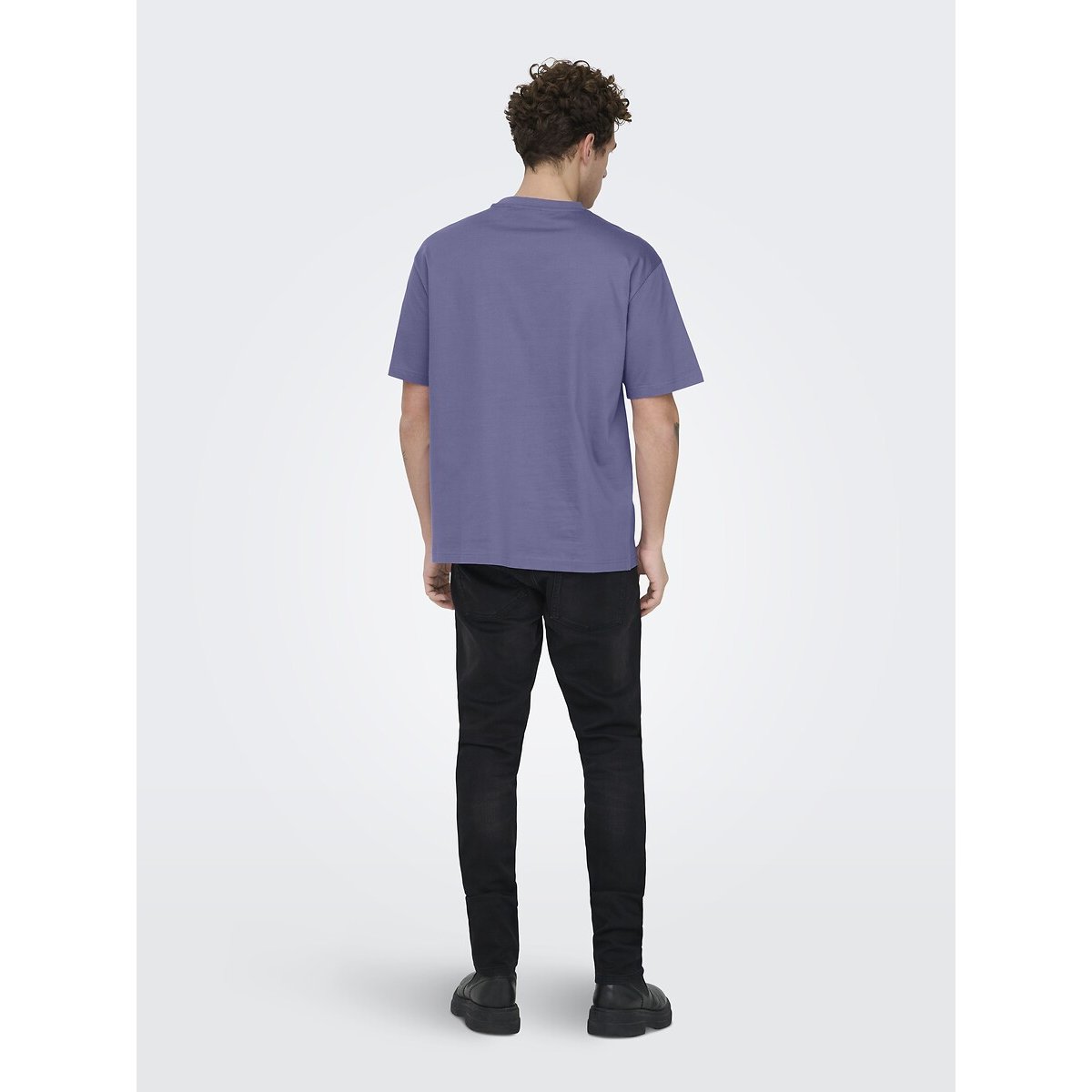 T-shirt ampia girocollo viola, ONLY & SONS