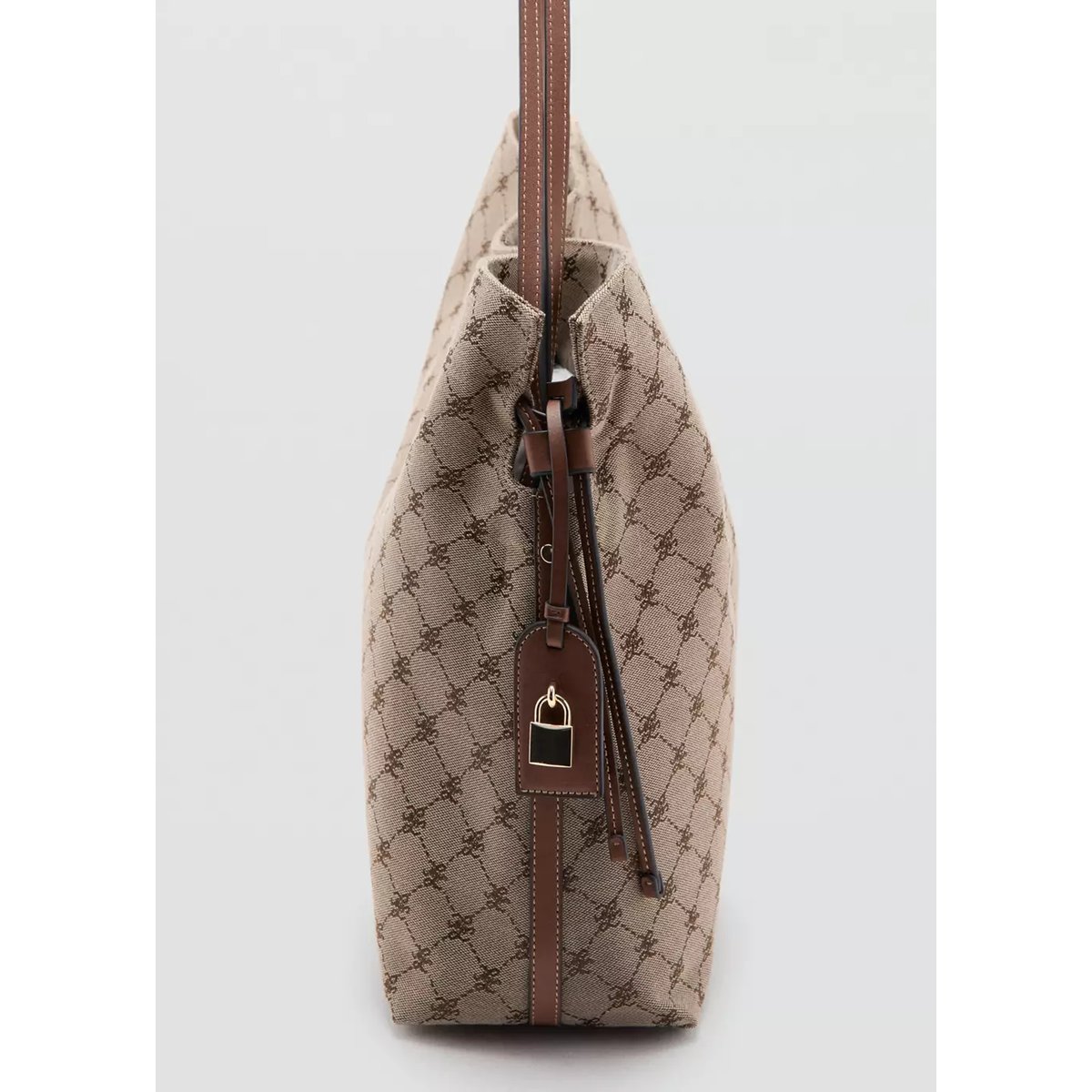 Sac seau jacquard marron moyen, MANGO