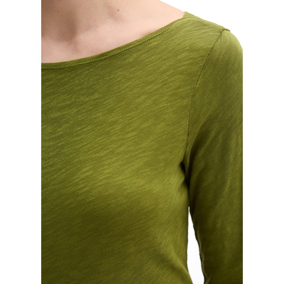 T-shirt à manches longues U-Boot coupe classique en qualité Organic Cotton vert, MARC O'POLO