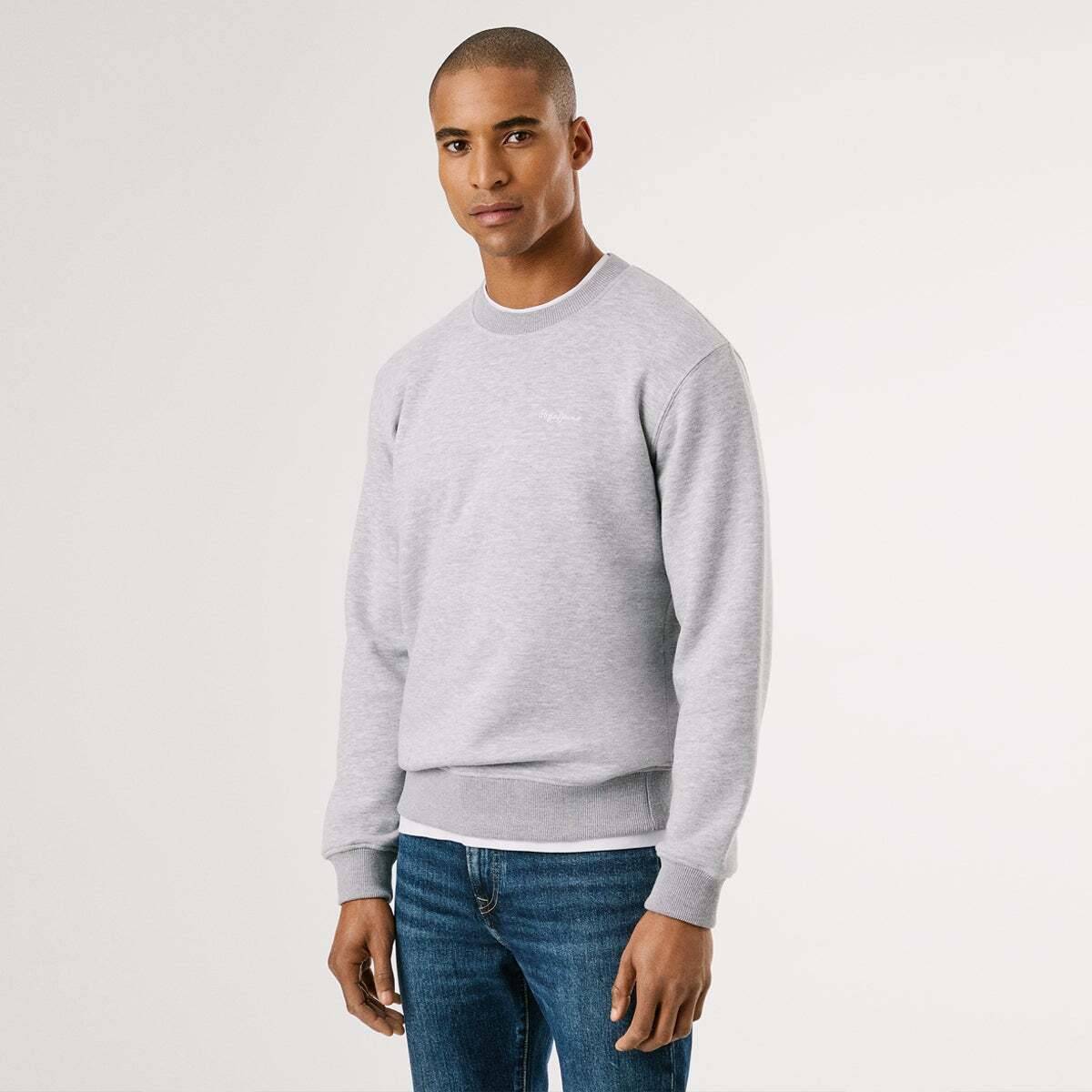 Sweat-Shirt À Col Rond Avec Logo gris chine, PEPE JEANS