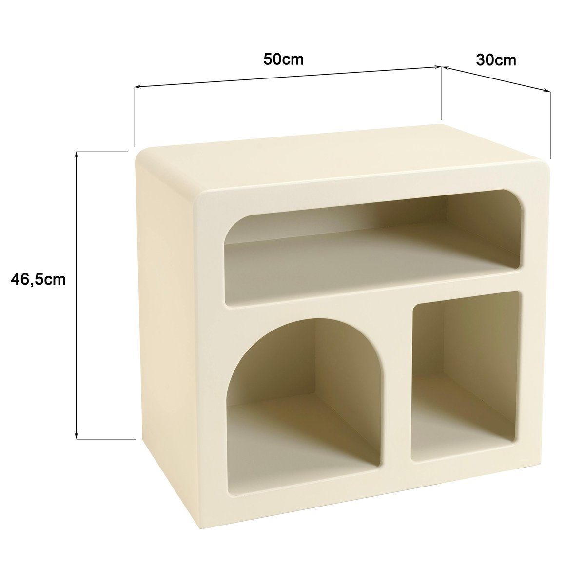 Chevet 3 niches 50x30cm en bois peint couleur beige NELIA beige, PIER IMPORT