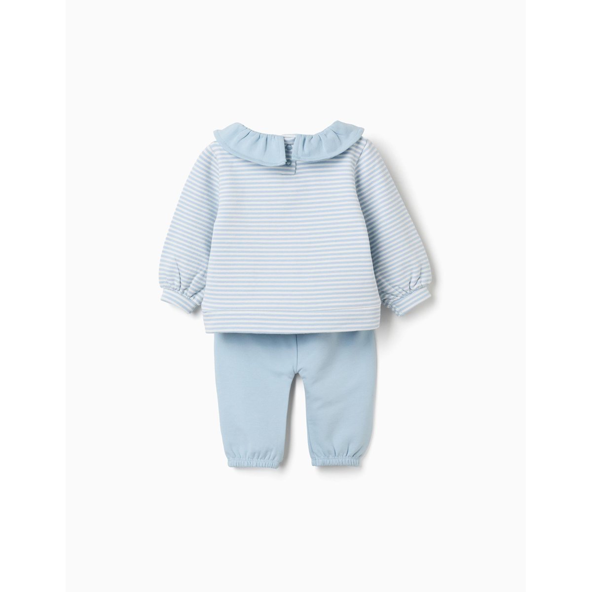 Ensemble de jogging en coton peigné avec volants bleu clair, ZIPPY