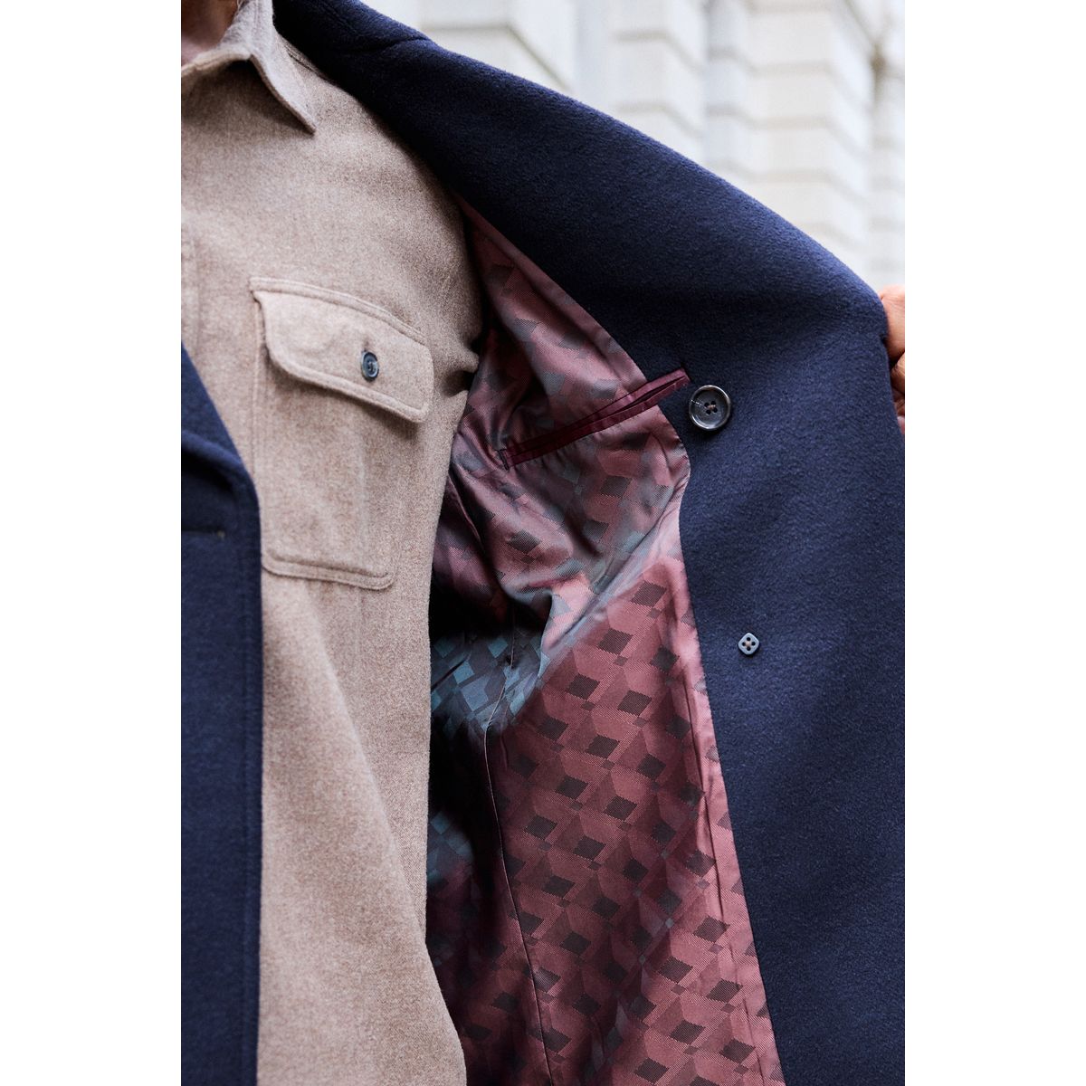 Caban doux avec laine bleu marine, NEXT