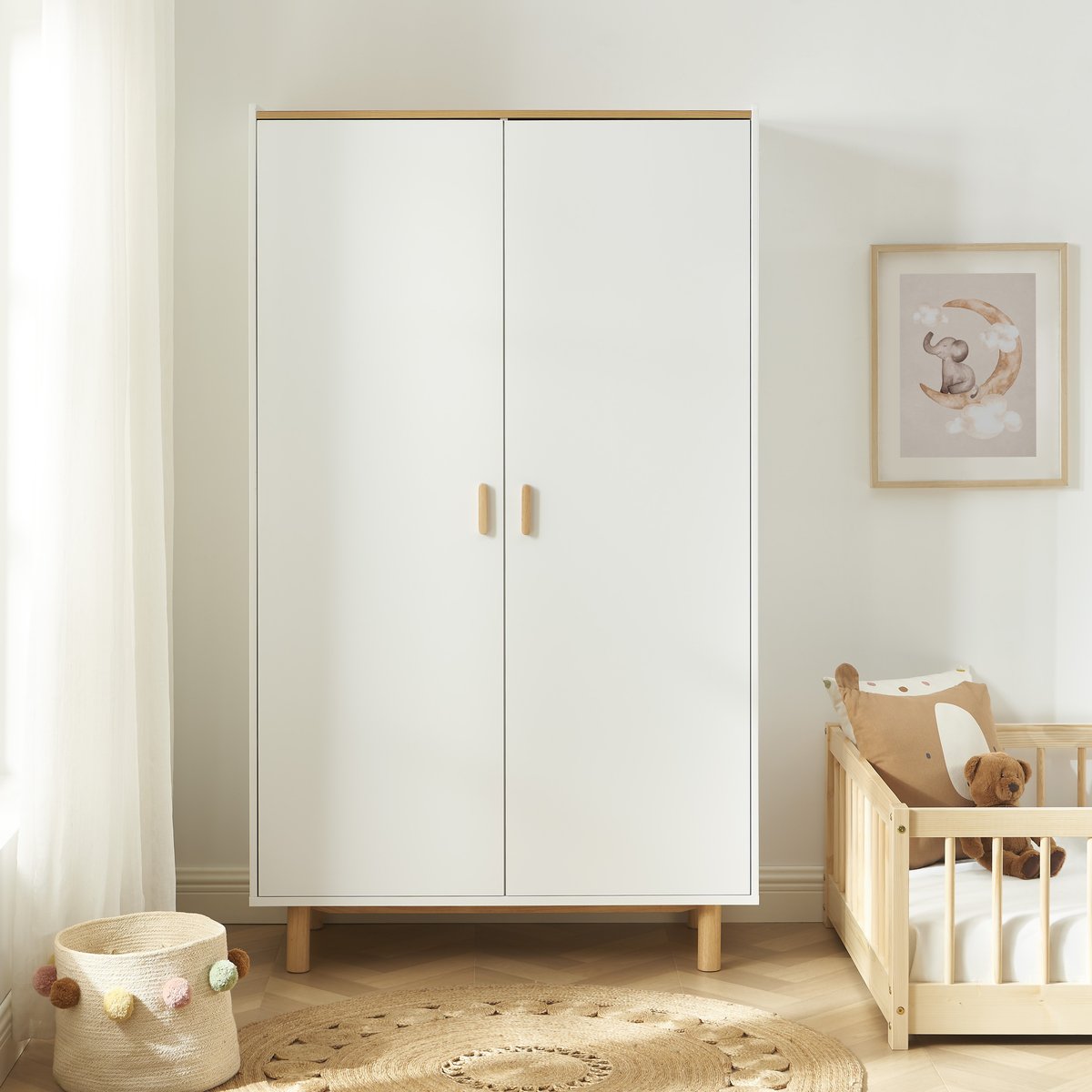 Armoire enfant 2 portes  AURA blanc, BAÏTA