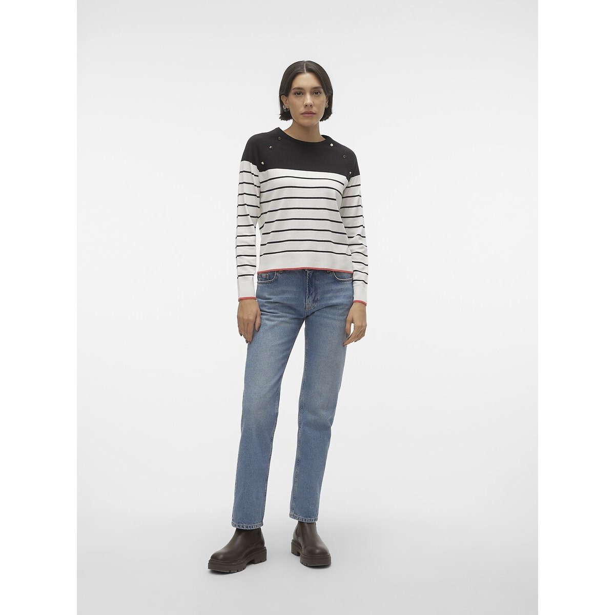 Jersey de rayas, detalles de botones blanco/azul, VERO MODA