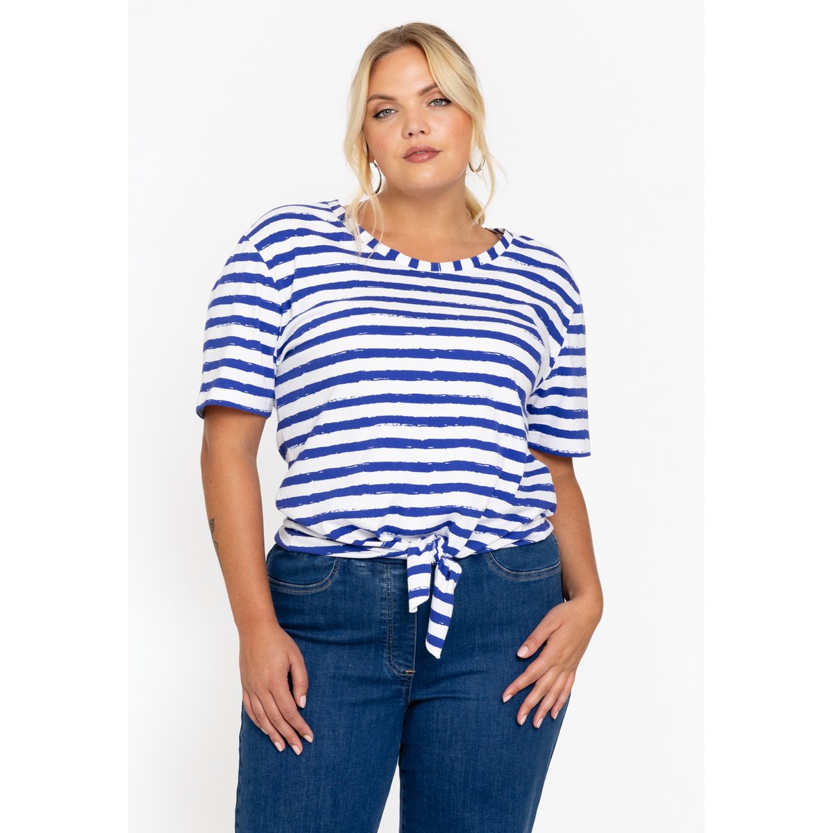 T-shirt avec rayures indigo, YOEK