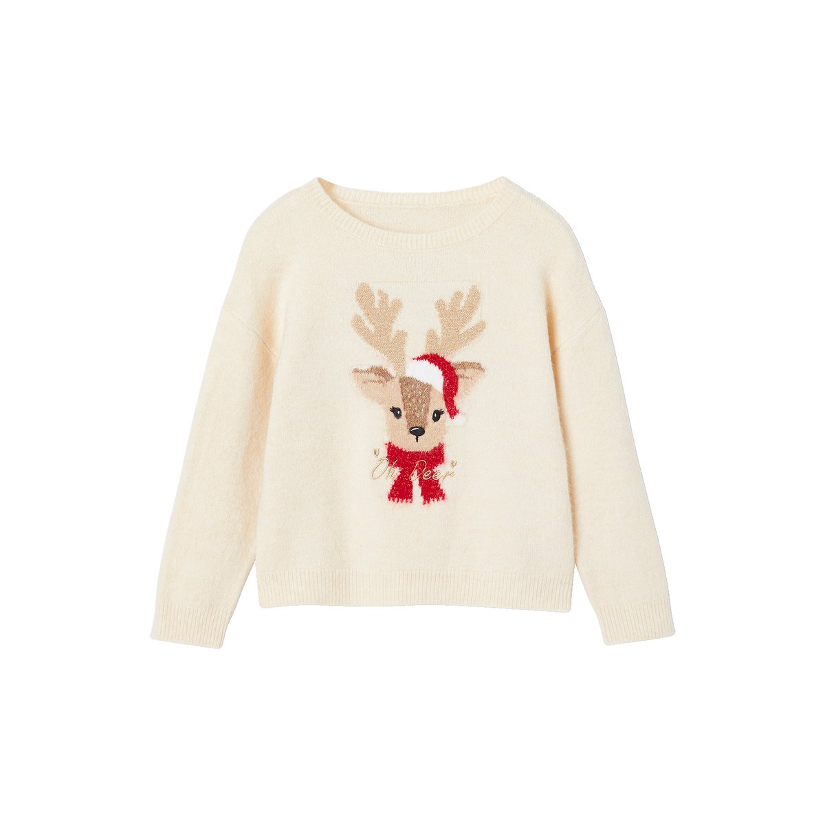 Coffret de Noël pull jacquard motif animal + accessoire écru, VERTBAUDET