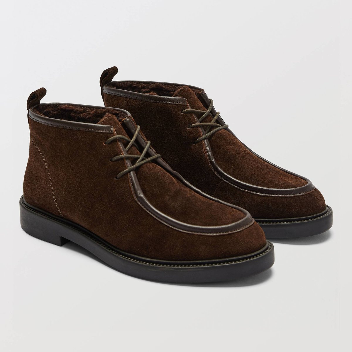 Derbies fourrées en cuir pudding, MONOPRIX