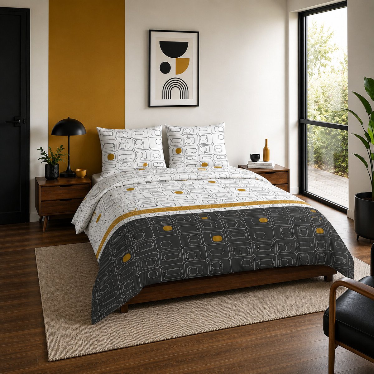 Parure housse de couette en microfibre imprimée, Niagara gold gris, C DESIGN HOME TEXTILE