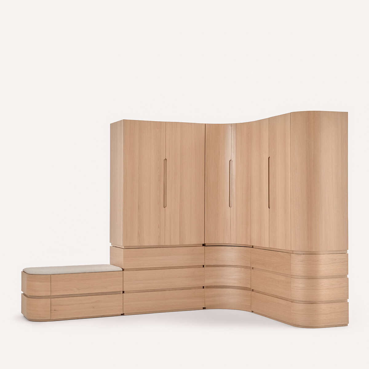 Élément angle bas, 3 tiroirs, pour dressing modulable en plaqué chêne, EVORIA naturel, AM.PM